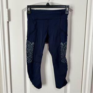 Lululemon Stash It Crop Leggings Navy Inkwell Reflective Size 2